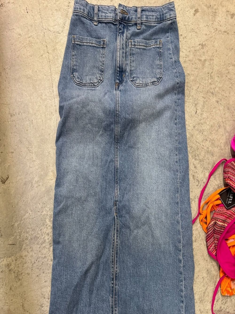 ZARA Denim Skirt - Maxi Long Skirt - Front Slit - Size XS - Jean